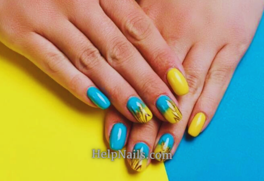 Blue and Yellow Nails